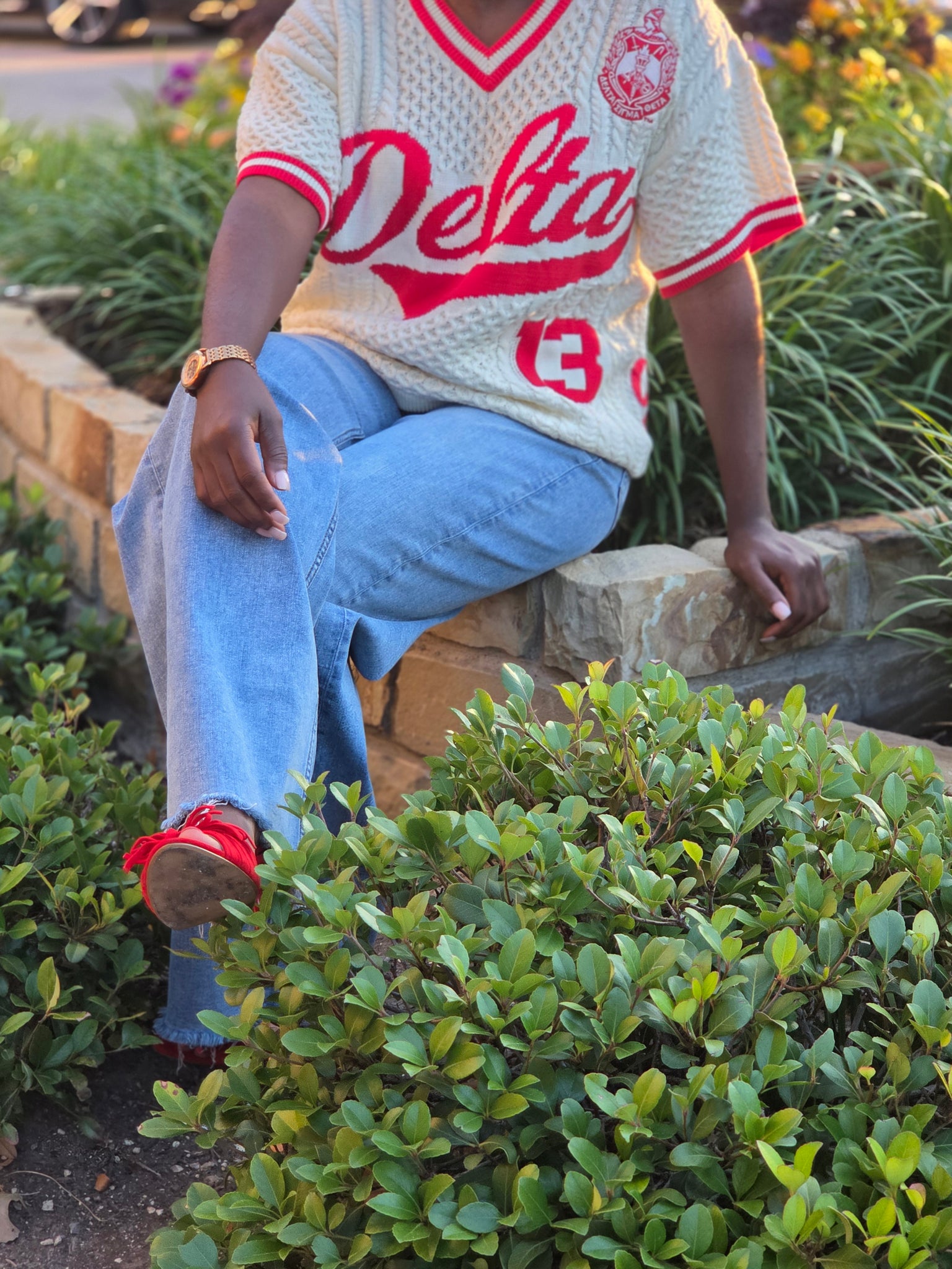 Delta Knit Short Sleeve Sweater