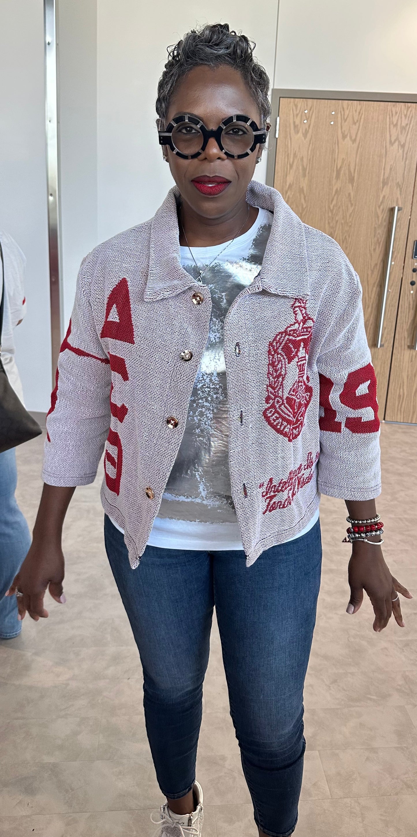 Delta Sigma Theta Sorority, Inc. White Tapestry Shirt