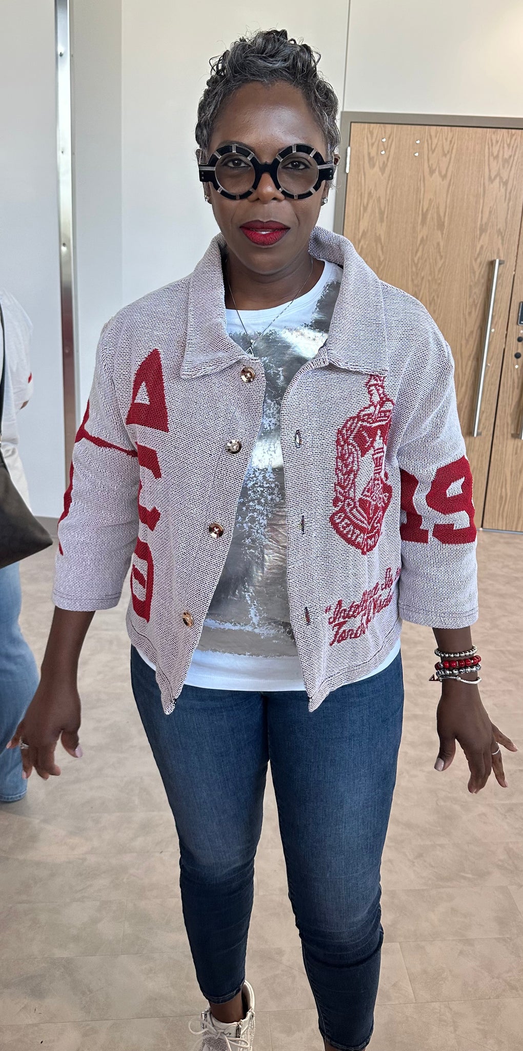 Delta Sigma Theta Sorority, Inc. White Tapestry Shirt