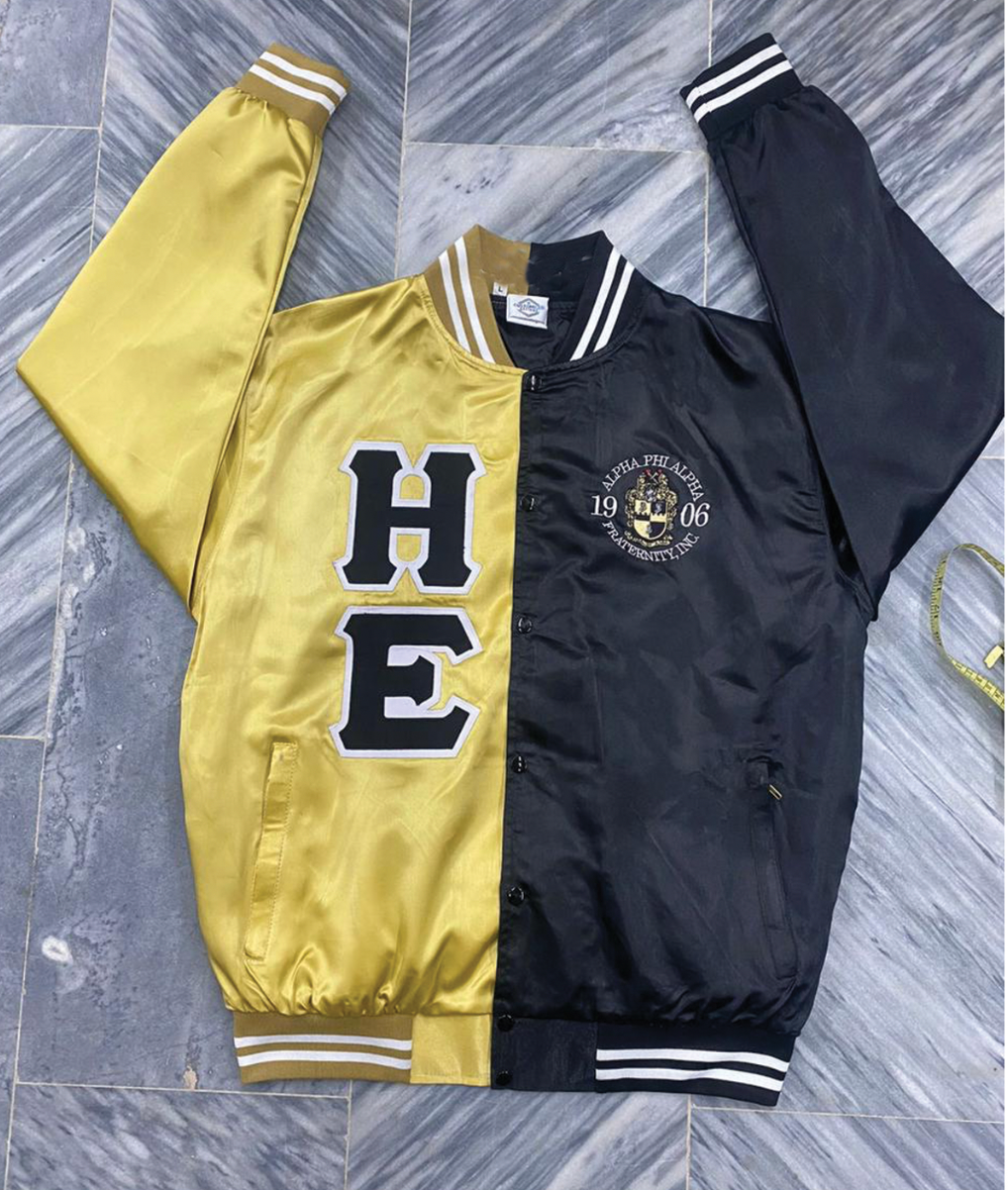 Alpha Phi Alpha Fraternity, Inc. HE Black/Gold Split Satin Jacket (Limited)